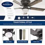 Harbor Breeze Armitage 52-in Matte Black with Black/Cocoa Blades - READ DESCRIPTION