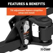 CURT 17500 TruTrack Weight Distribution Hitch with Sway Control, Up to 10K, 2-In Shank, 2-5/16-Inch 