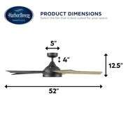 Harbor Breeze Camden 52-in Matte Black with Mocha/Cocoa Blades Indoor Ceiling Fan with Light and Rem