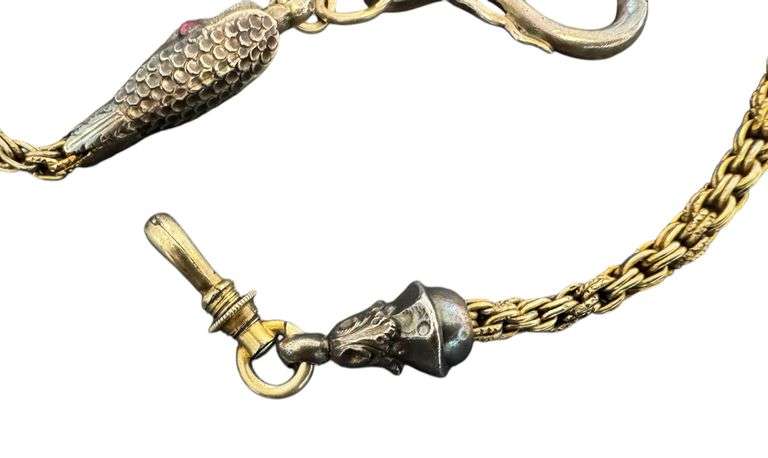 Antique Georgian 14K 10K Gold Dolphin Snake Watch Chain - 38.6 Grams Heavy!