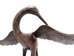 Large Bronze Majestic Crane Sculpture  (24" x 21")