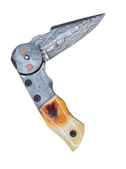 Vintage Stauer Damascus Steel Folding Knife